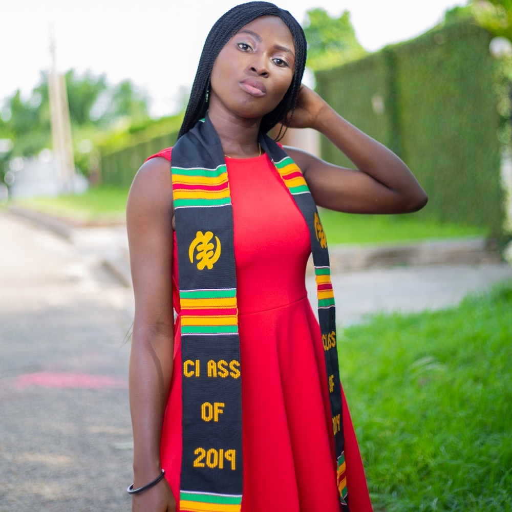 Black African Graduation Kente Stoles: Gye Nyame